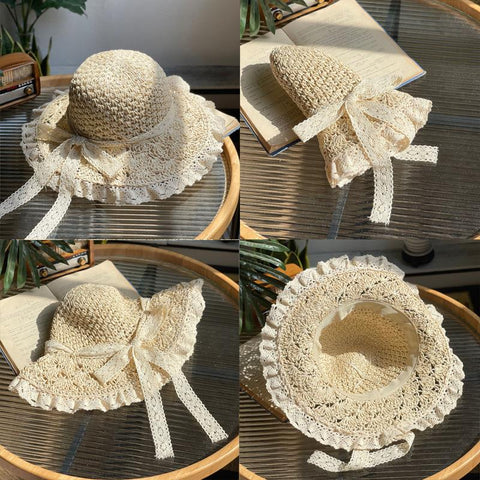 Cottagecore Foldable Straw Sunshade Hat