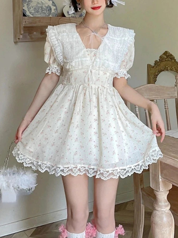 Cottagecore Lace Meadow Dress