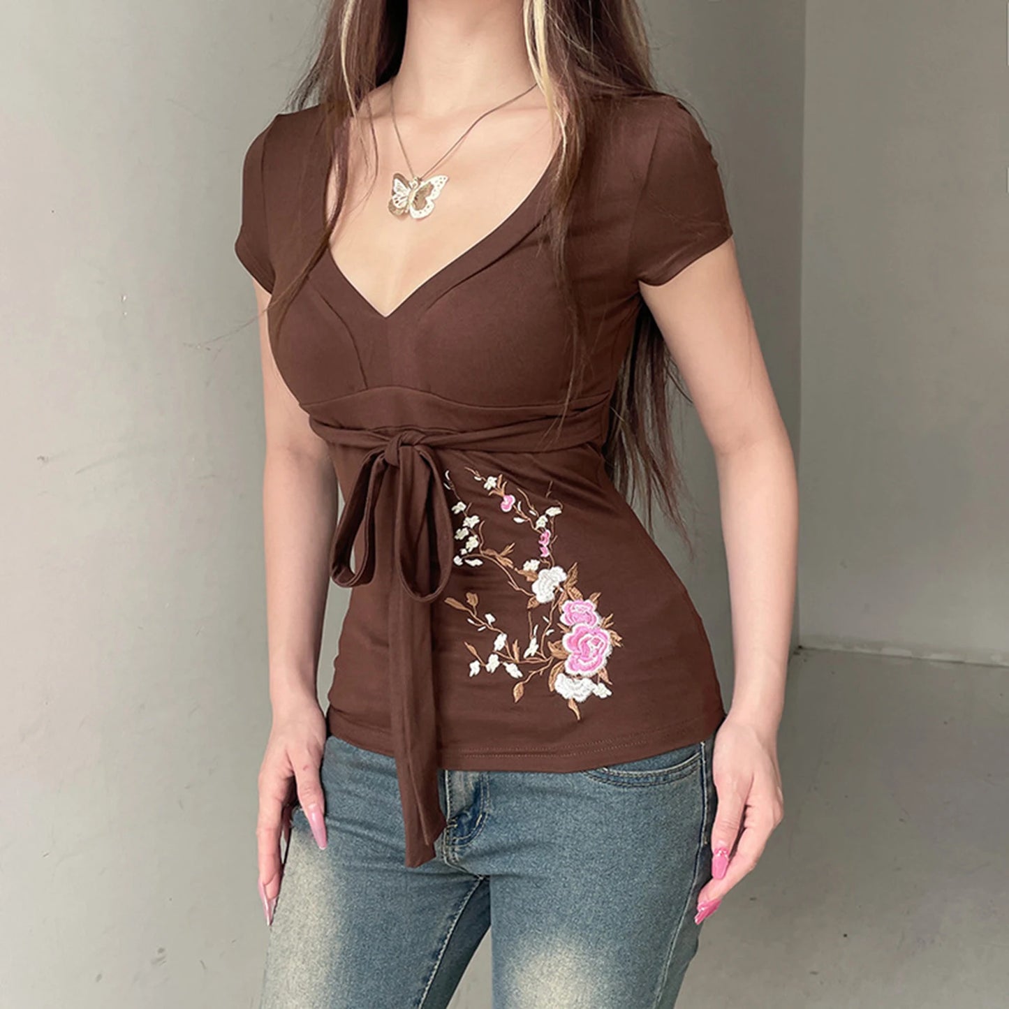 Cottagecore Branch Embroidered T-Shirt