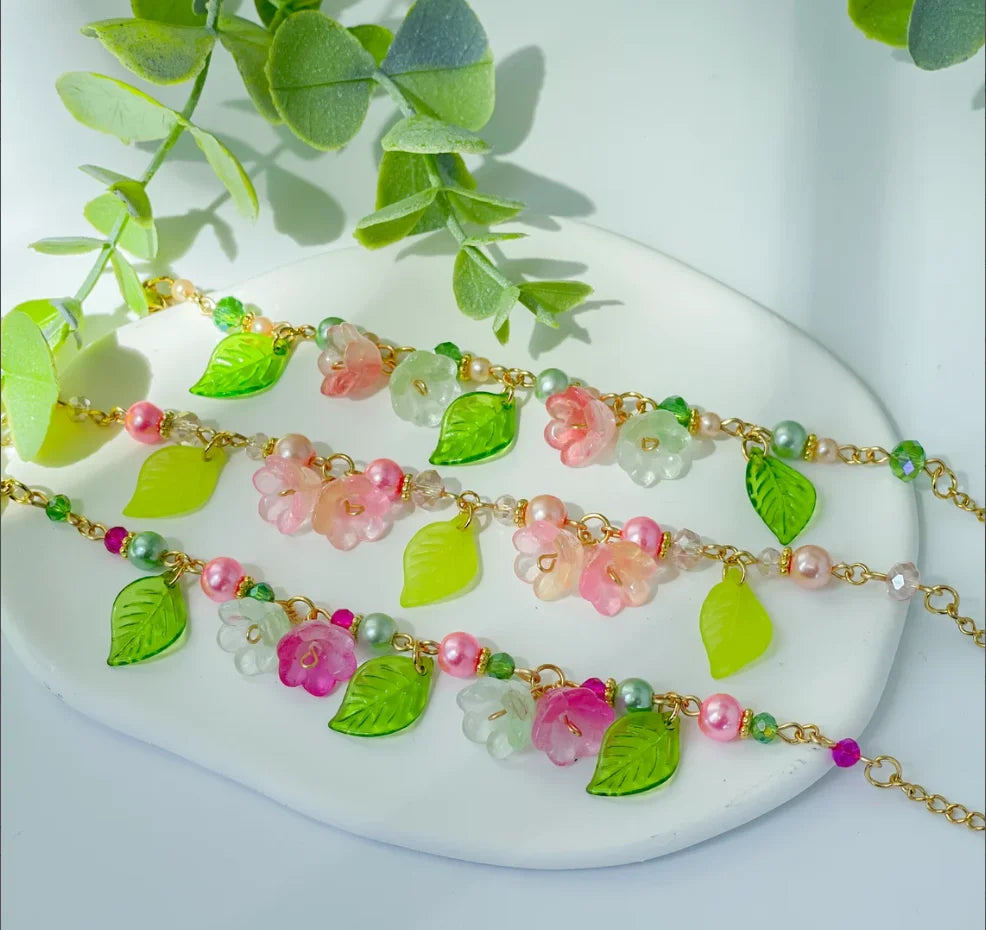 Fairy Garden Leaf and Flower Charm Bracelet