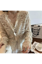 Vintage Lace Button-Up Blouse