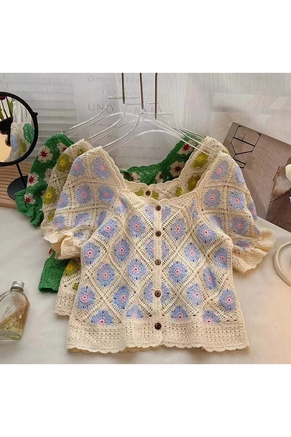 Flower Crochet Crop Fall Cardigan cottagecoreclothes