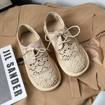 Mori Girl Crochet Mesh Lace-Up Shoes