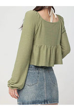 Sage Serenade Puff Sleeve Top