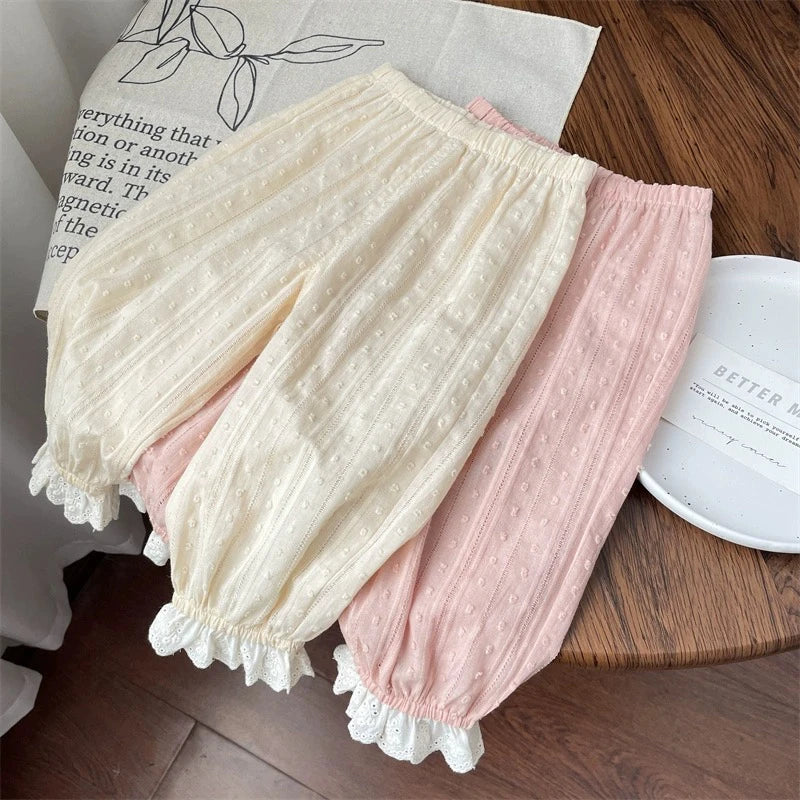 Fairycore Blush Eyelet Bloomer Pants