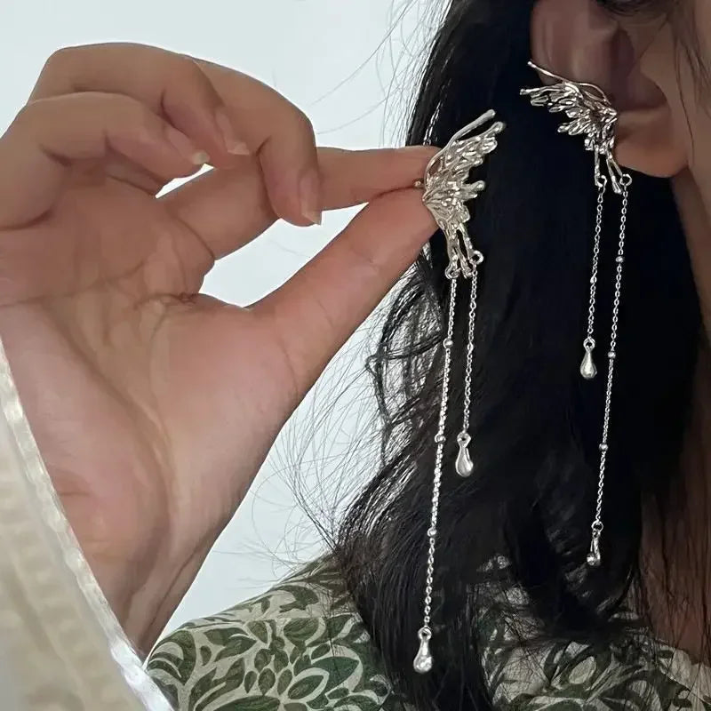 Ethereal Wing Tassel Ear Cuff Earring