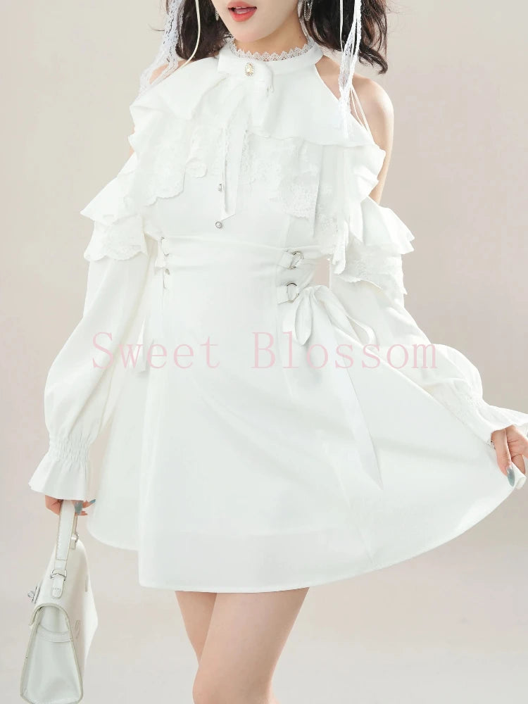 Fairycore Ruffle Dress in Ivory