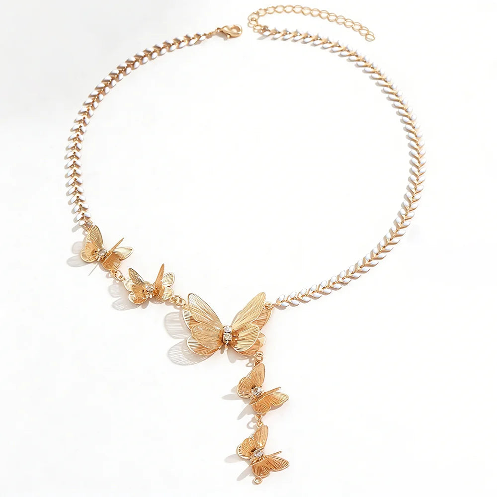 Fairycore Golden Migration Cascade Butterfly Necklace