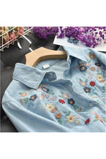 Denim Vintage Embroidery Blouse