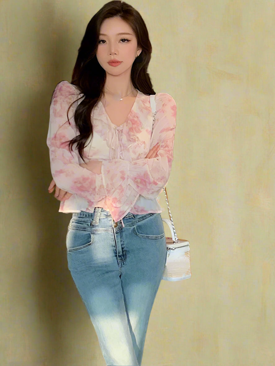 Fairycore Blossom Bell Sleeve Blouse cottagecoreclothes