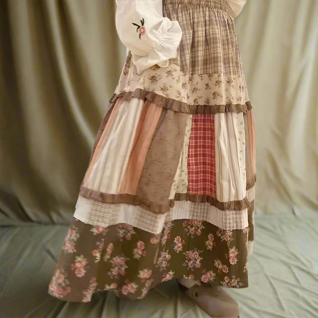 Autumn Patchwork Prairie Skirt cottagecoreclothes