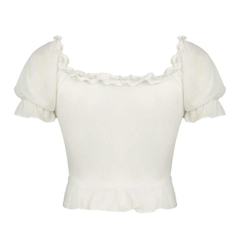 Ruffle Square Collar Top