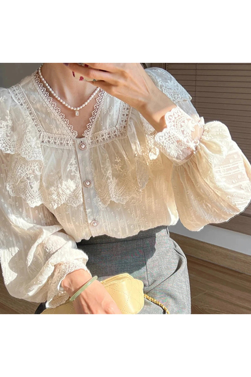 Vintage Lace Flounce Blouse