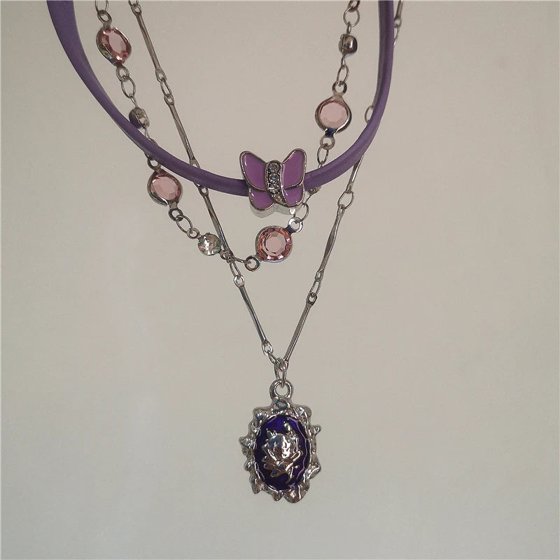 Y2K Fairycore Butterfly Layered Necklace
