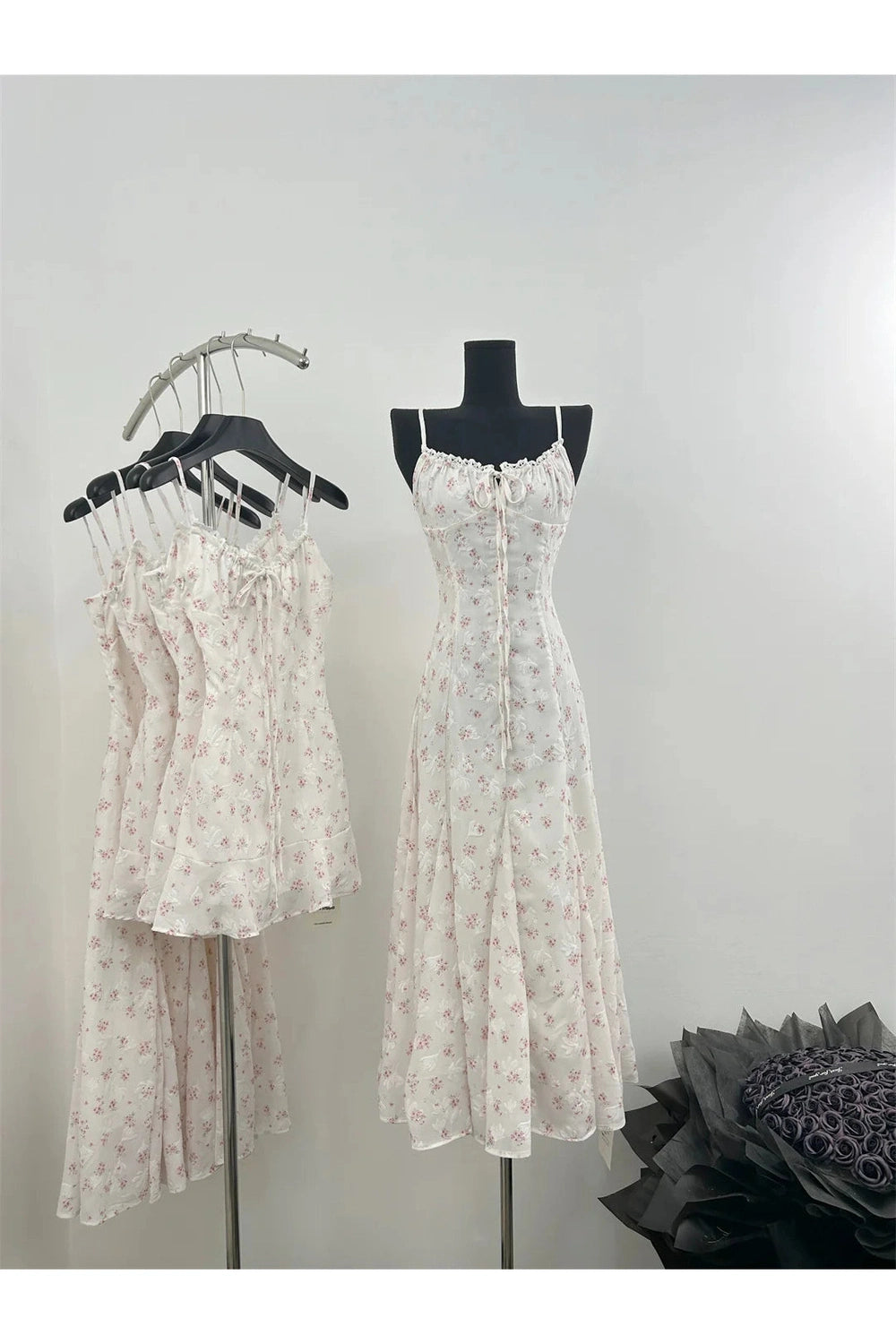 Fairycore Floral Lace-Up Dress