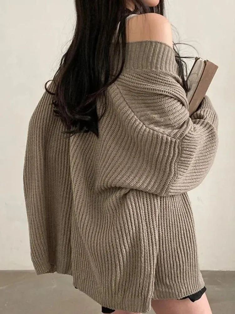 Minimalist Slouchy Ribbed Cardigan