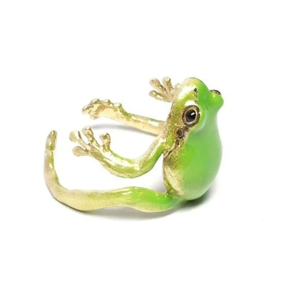 Goblincore Enamel Tree Frog Wrap Ring