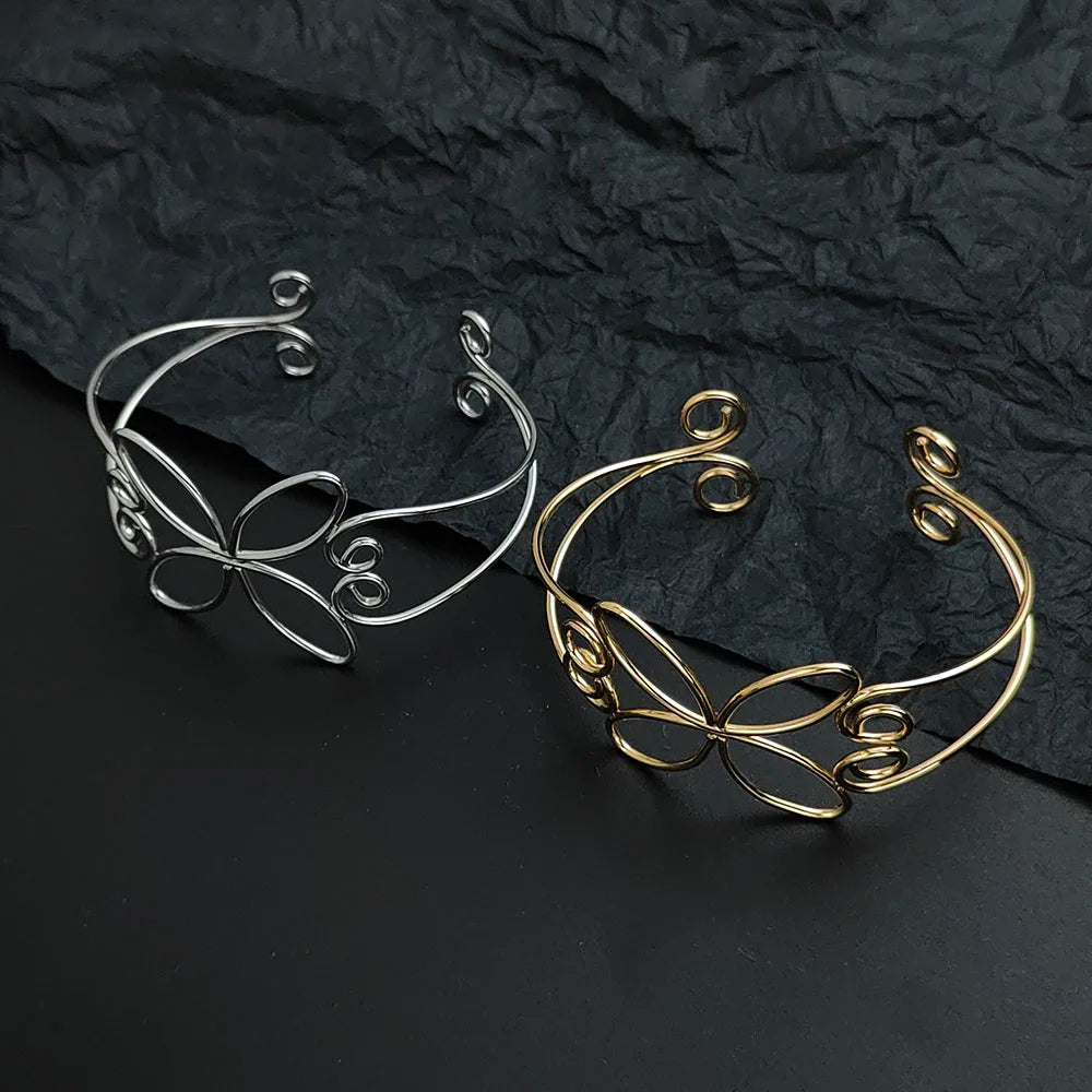 Fairycore Silver Wire Bloom Cuff