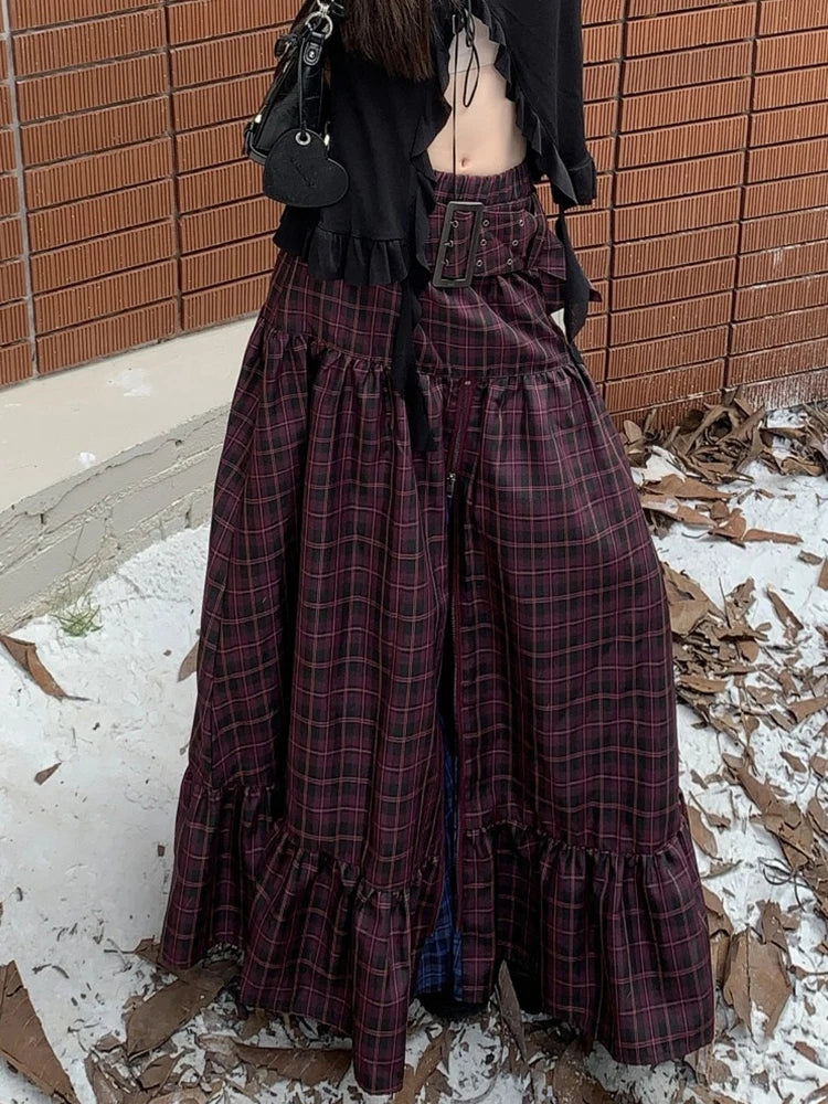 Harajuku Plaid Maxi Skirt