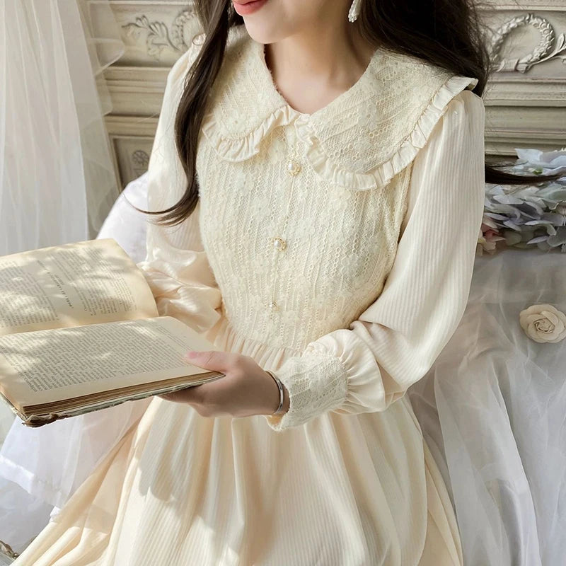 Cottagecore Pan Collar Midi Dress