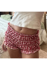 Plaid Elastic Bloomers Shorts