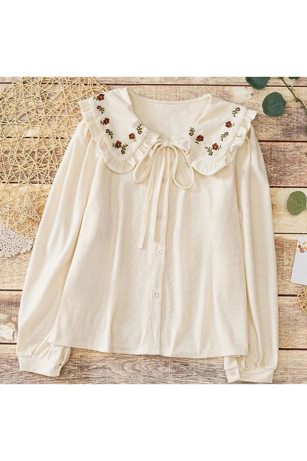 Country Charm Tie-Neck Blouse