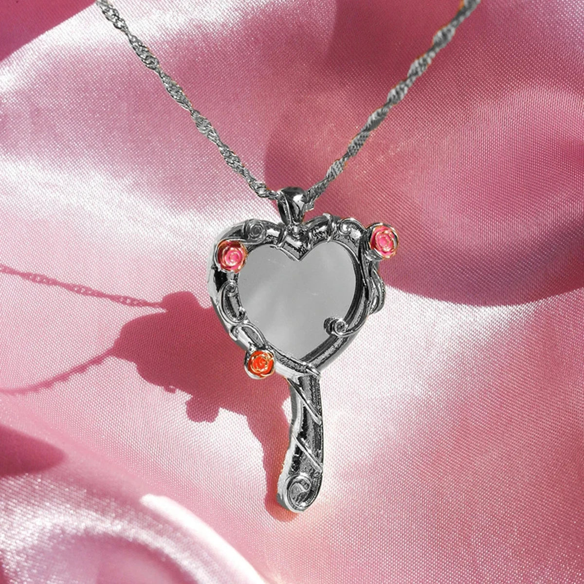 Fairycore Heart Mirror Pendant Necklace