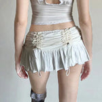 Fairycore Ruched Satin Mini Skirt