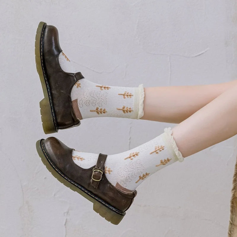 Mori Girl Cozy Nature Pattern Socks