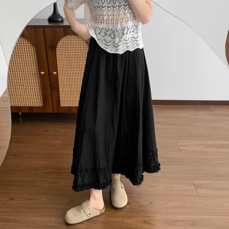 Prairie Blush Double-Ruffle Maxi Skirt