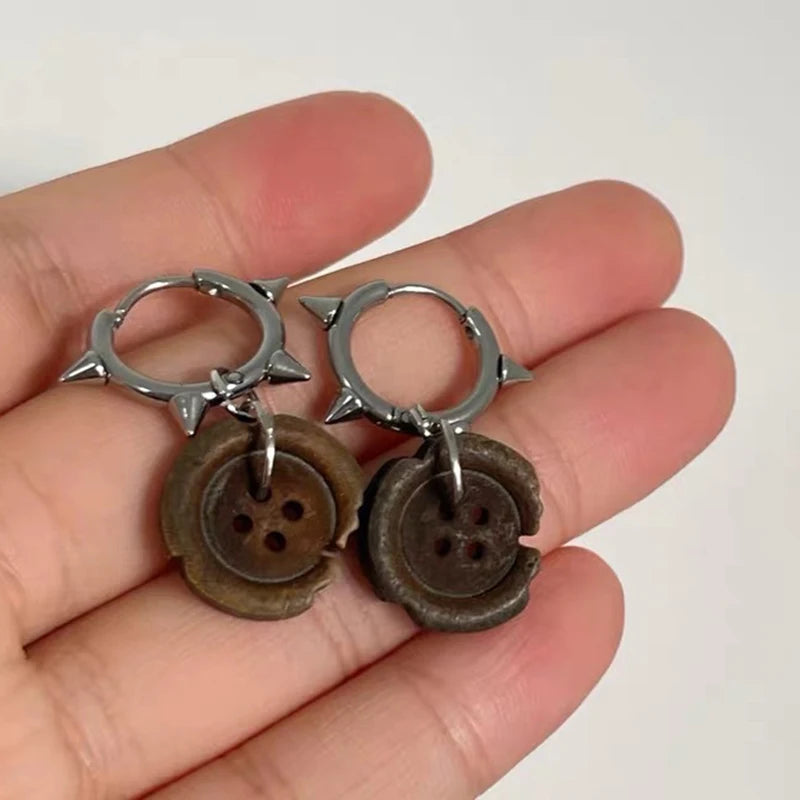 Vintage-Inspired Button Drop Earrings