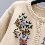 Vintage Garden Embroidery Button-Up Sweater