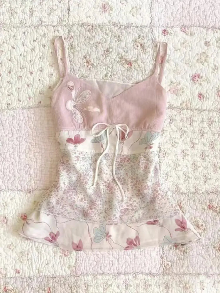 Fairycore Dragonfly Floral Peplum Top
