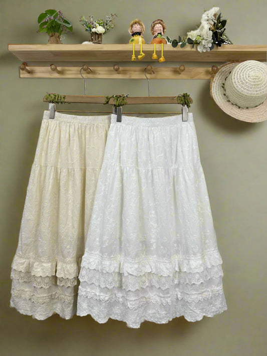Cottagecore Lace Tiered Maxi Skirt cottagecoreclothes