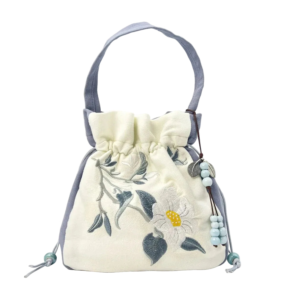 Retro Floral Embroidered Bucket Bag