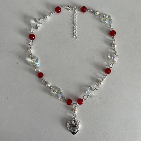 Dainty Fairy Butterfly Crystal Beads Necklace