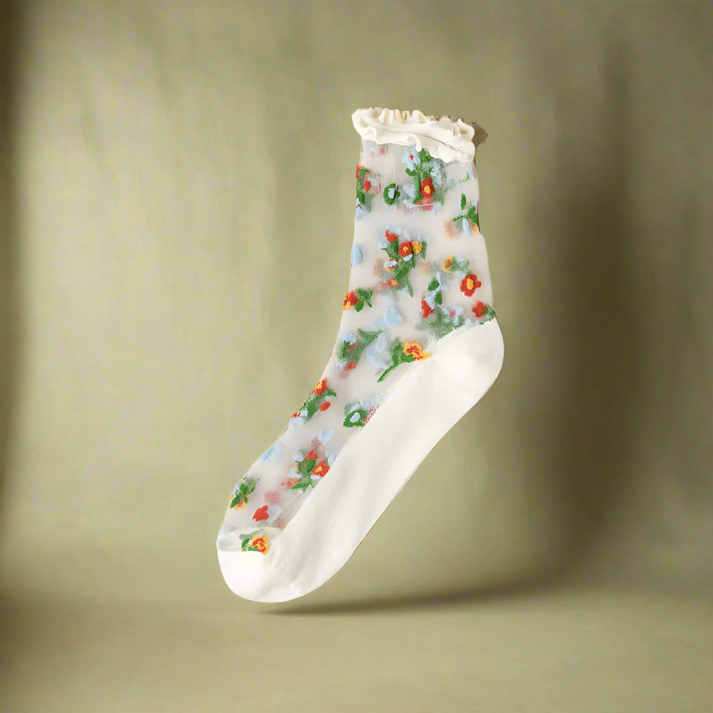 Cottagecore Sheer Floral Garden Socks cottagecoreclothes