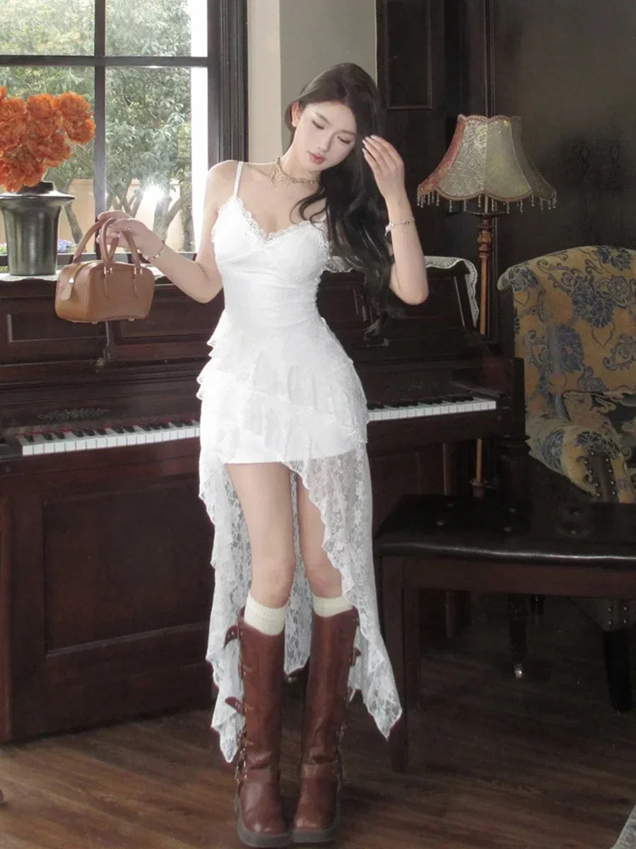 Fairycore Asymmetric Lace Dress