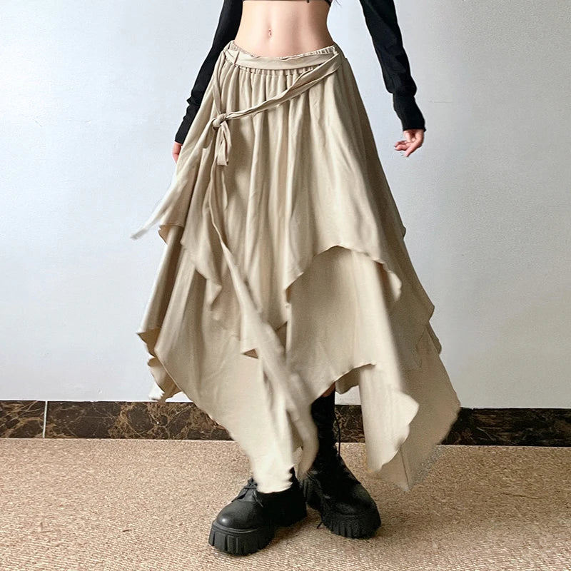 Goblincore Flowing High-Low Maxi Skirt