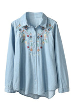 Denim Vintage Embroidery Blouse