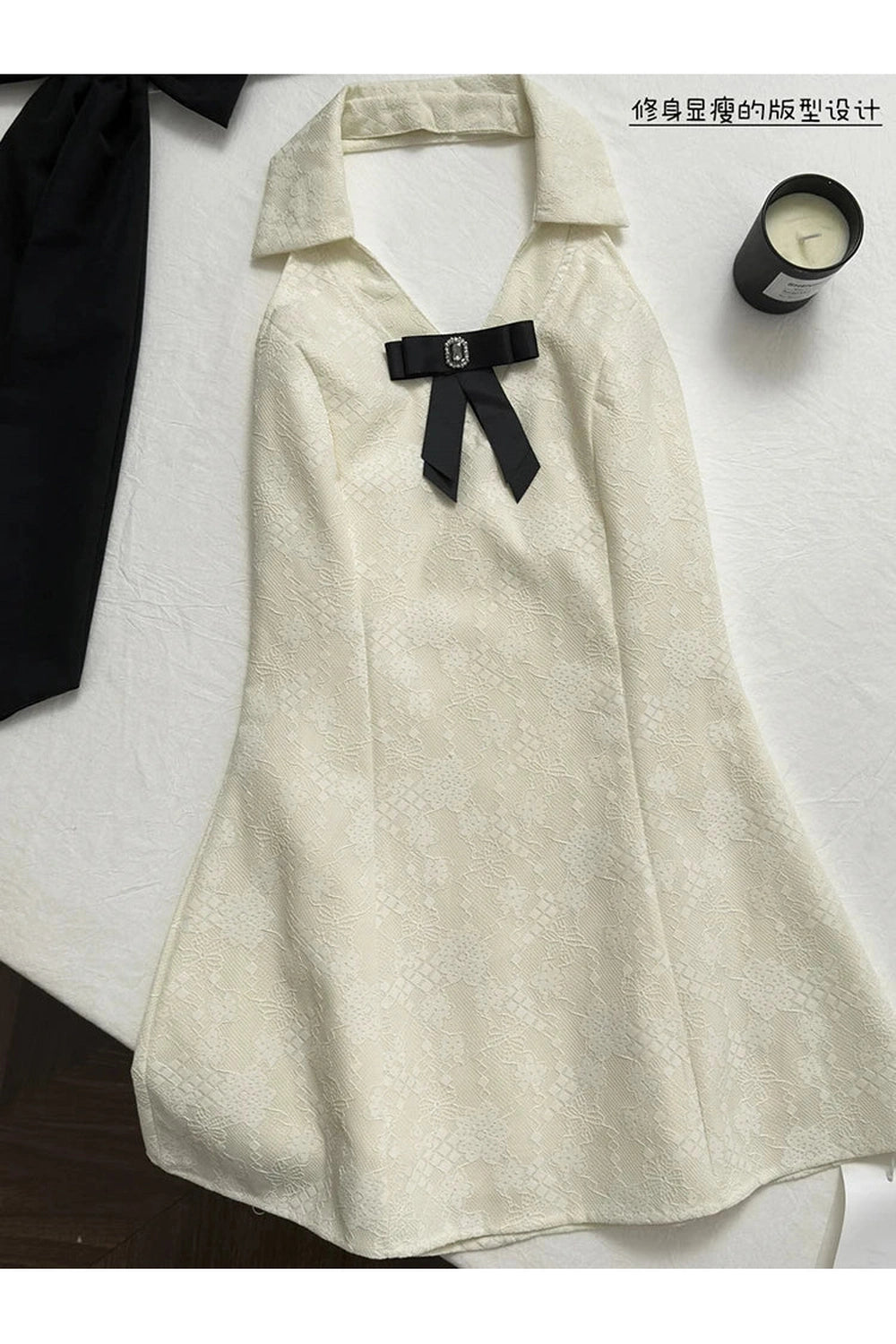 Vintage-Inspired Bowknot Halter Dress