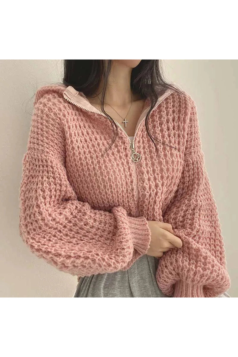 Cozy Knit Zip-Up Fall Cardigan