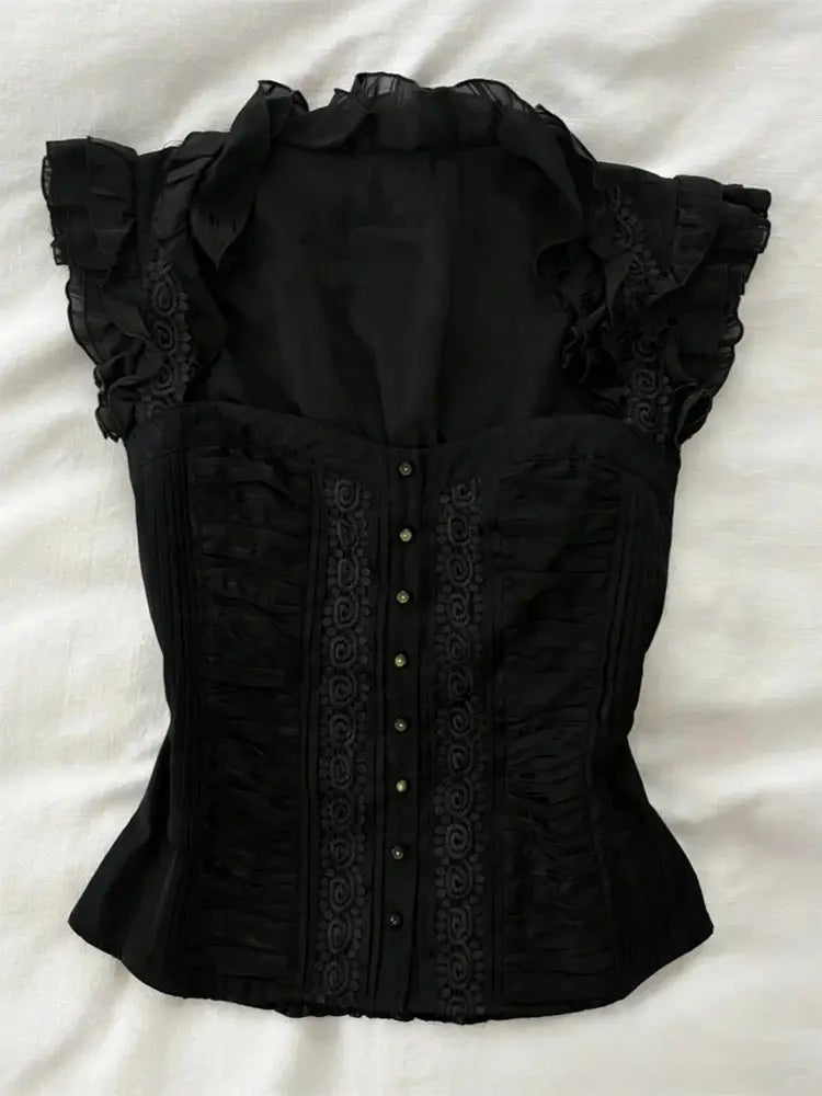 Olive Green Dark Cottagecore Corset Top