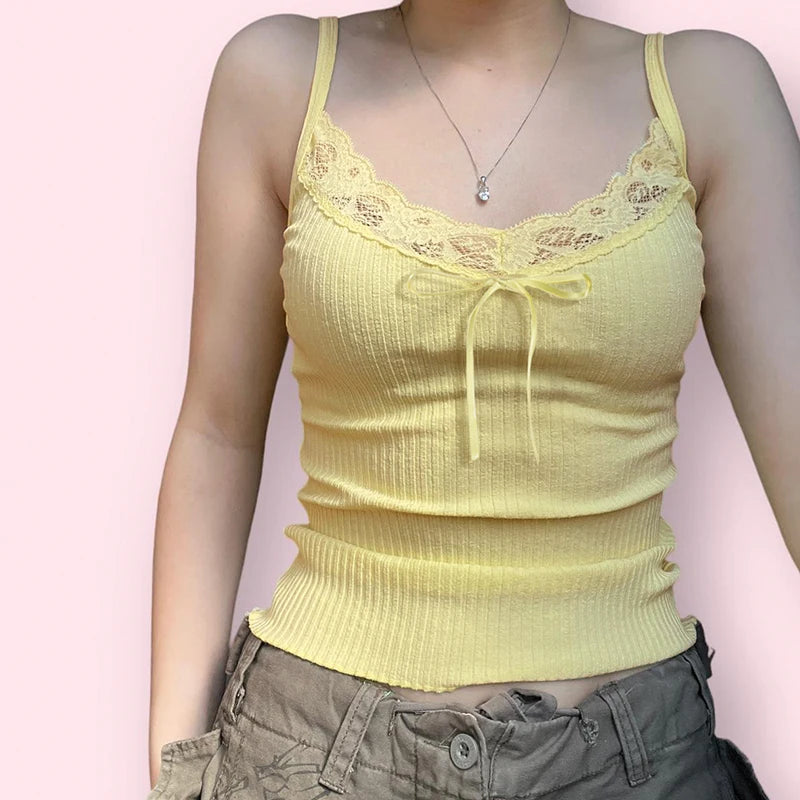 Fairycore Sunshine Ribbed Lace Top cottagecoreclothes