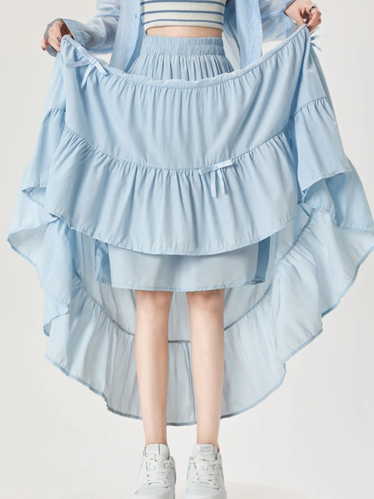 Retro Tiered High Waist Maxi Skirt