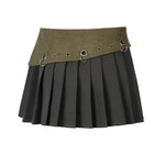 Fairy grunge Grommet Belted Mini Skirt