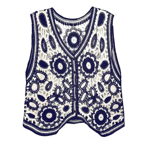 Cottagecore Crochet Floral Vest