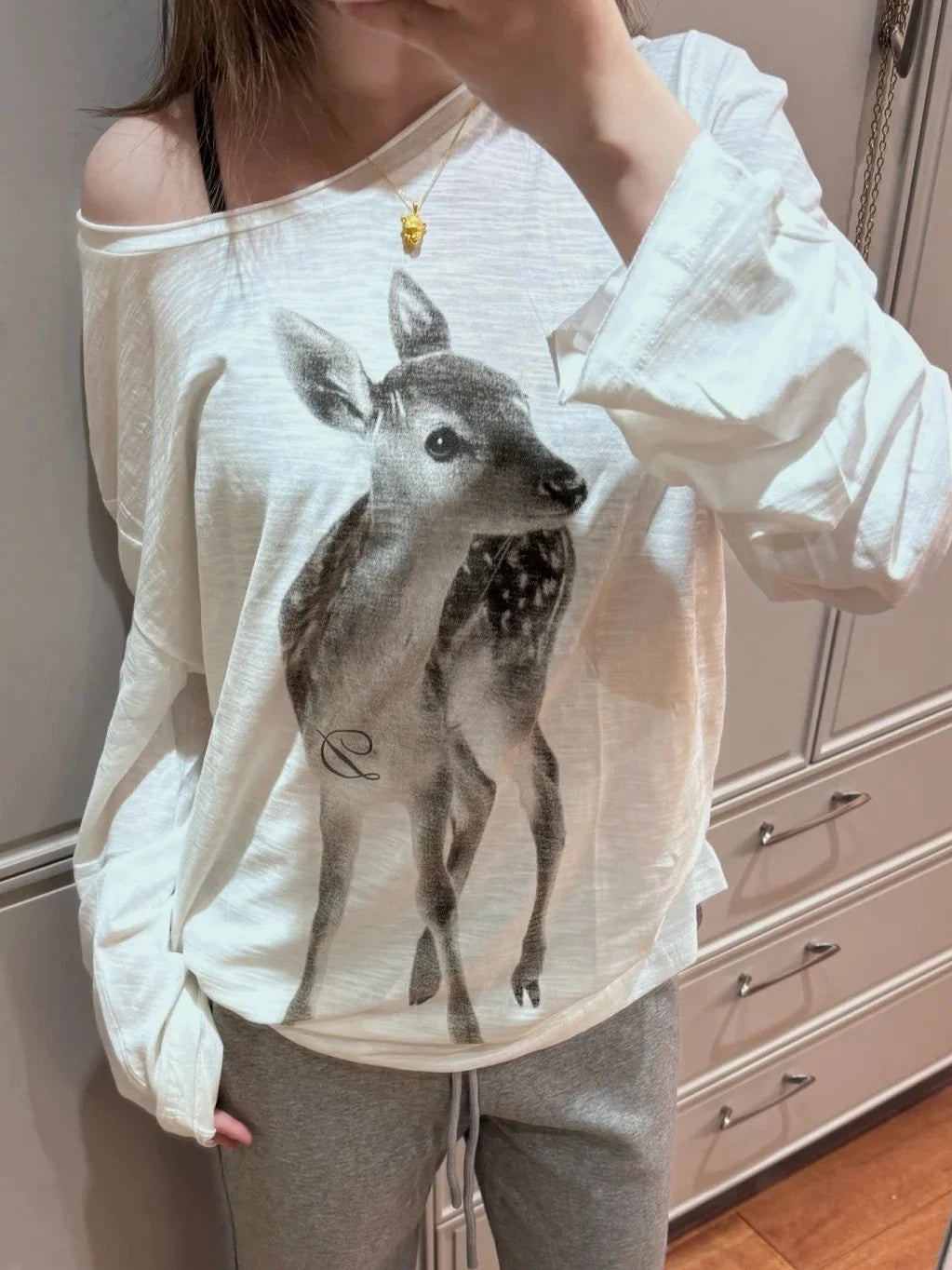 Mori Girl Fawn Photograph Long Sleeve T-Shirt