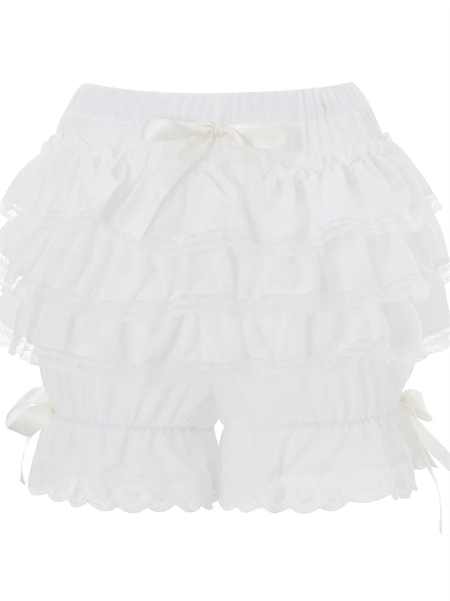 Prinzessinnen-Ästhetik Gestufte Spitzenrüschen-Bloomers
