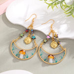 Fairycore Crescent Moon and Starry Mushroom Earrings